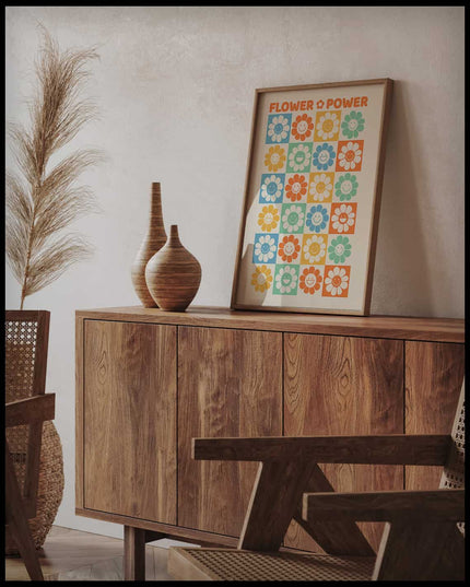 Flower Power Pattern Retro Poster