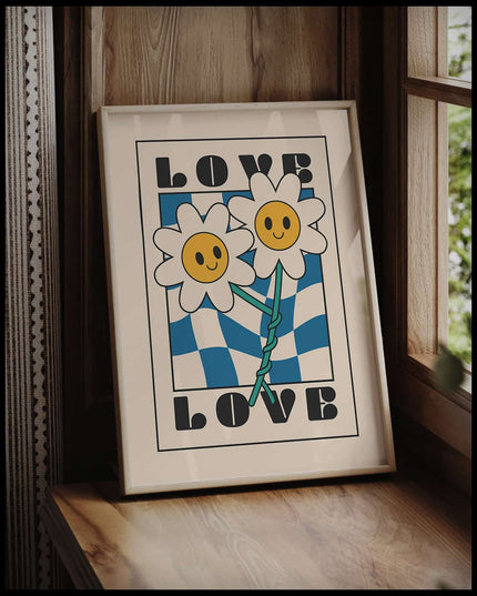 Flower Love Retro Poster